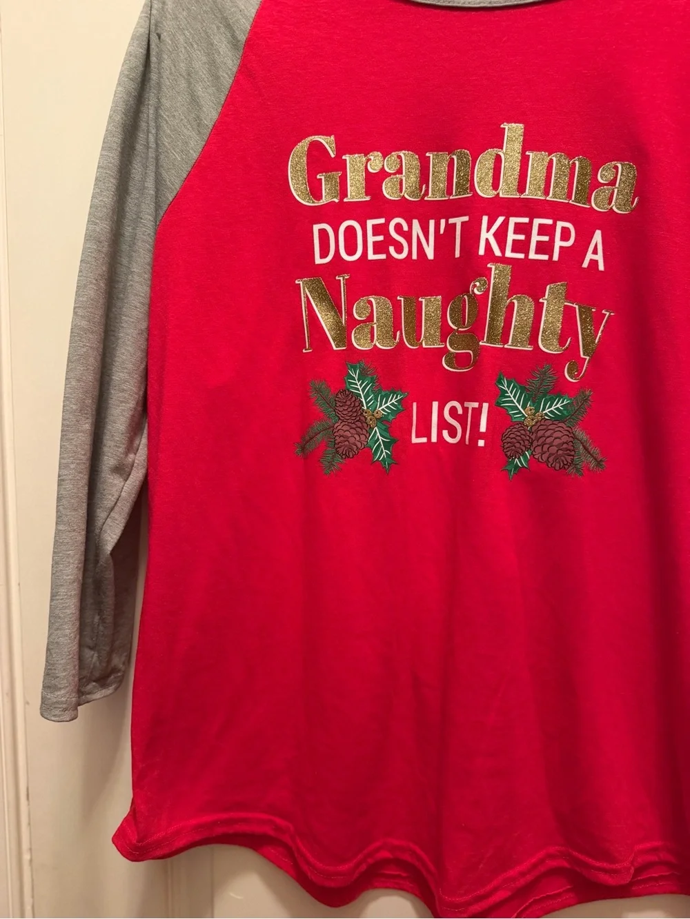 Holiday Time Red Kids' Holiday Top with Gray Trim